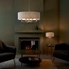Lampa wisząca abażurowa lniana okrągła chromowana minimalistyczna klasyczna HIGHCLERE 99152 ENDON 